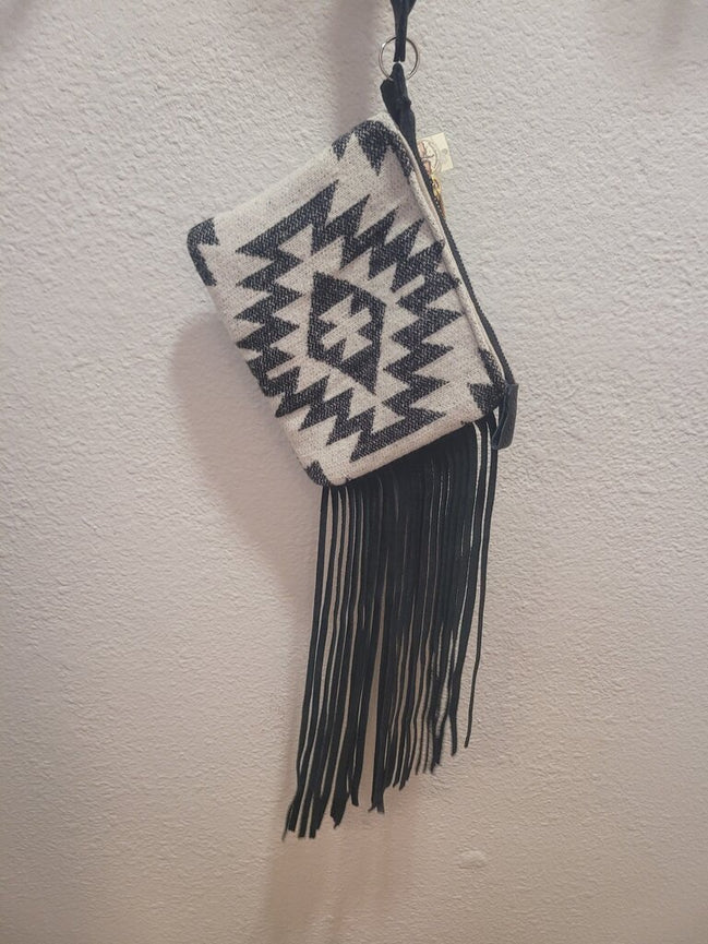 Stylish Black and White Fringe Bag
