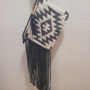Stylish Black and White Fringe Bag