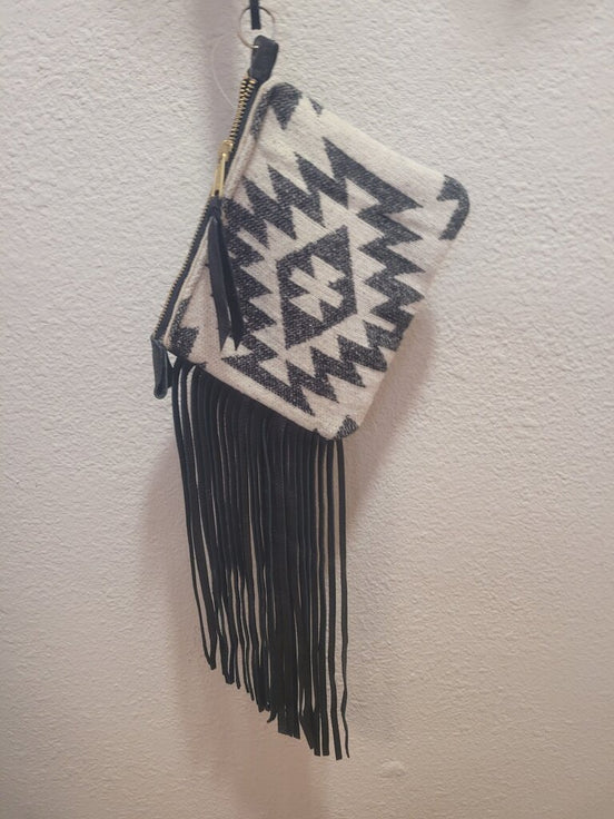 Stylish Black and White Fringe Bag