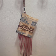 Fringe Aztec Print Clutch