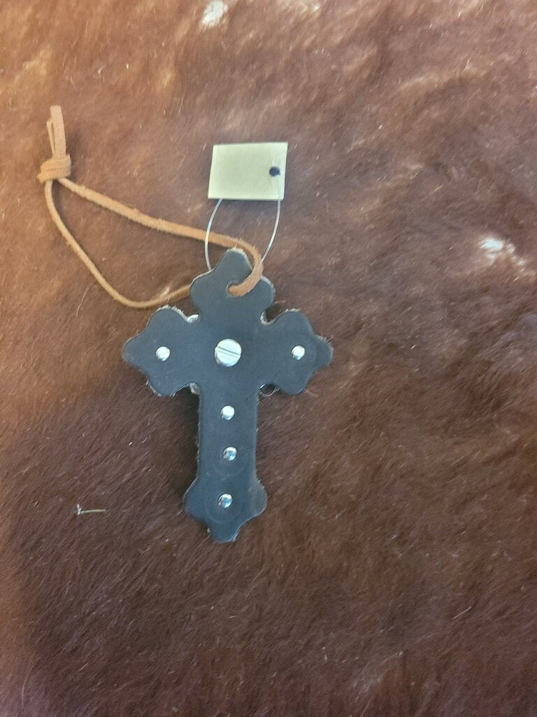 Decorative Leather Cross Ornament