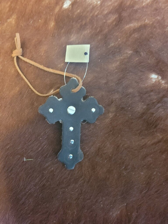 Decorative Leather Cross Ornament