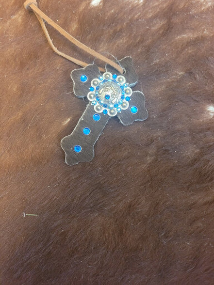 Decorative Leather Cross Ornament