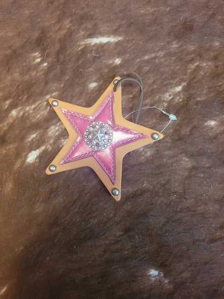 Pink Star Leather Ornament