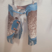 Blue and Brown Leather Cowgirl Chaps