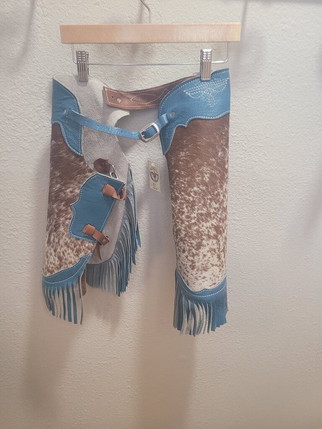 Blue and Brown Leather Cowgirl Chaps