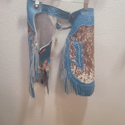 Blue and Brown Leather Cowgirl Chaps