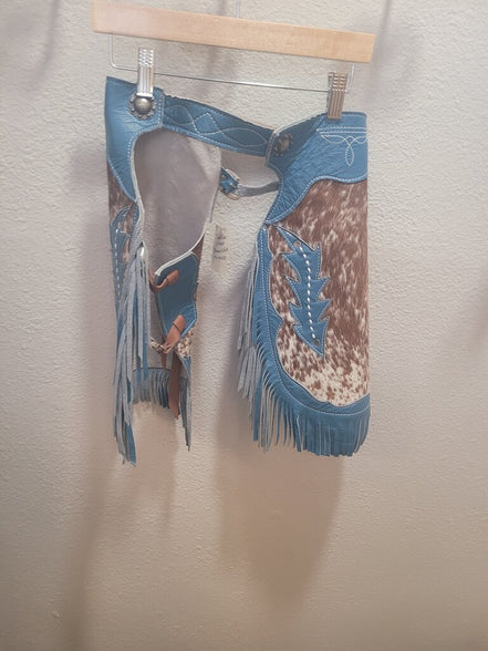 Blue and Brown Leather Cowgirl Chaps