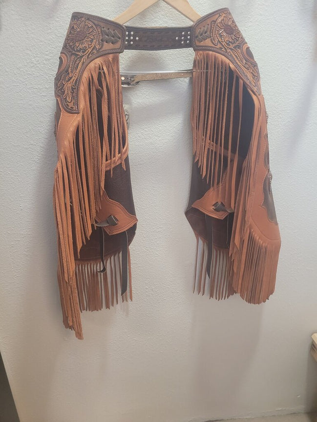 Leather Cowboy Chaps with Fringe