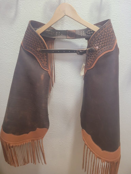 Leather Cowboy Chaps with Fringe
