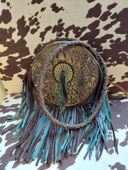Prairie Leather Designs Round Fringe Bag