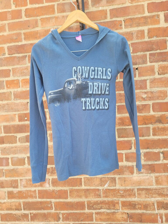 Cowgirls Drive Trucks Long Sleeve Hoodie