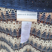 Alfred Dunner Women's Striped Crochet Cardigan