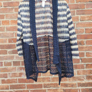Alfred Dunner Women's Striped Crochet Cardigan