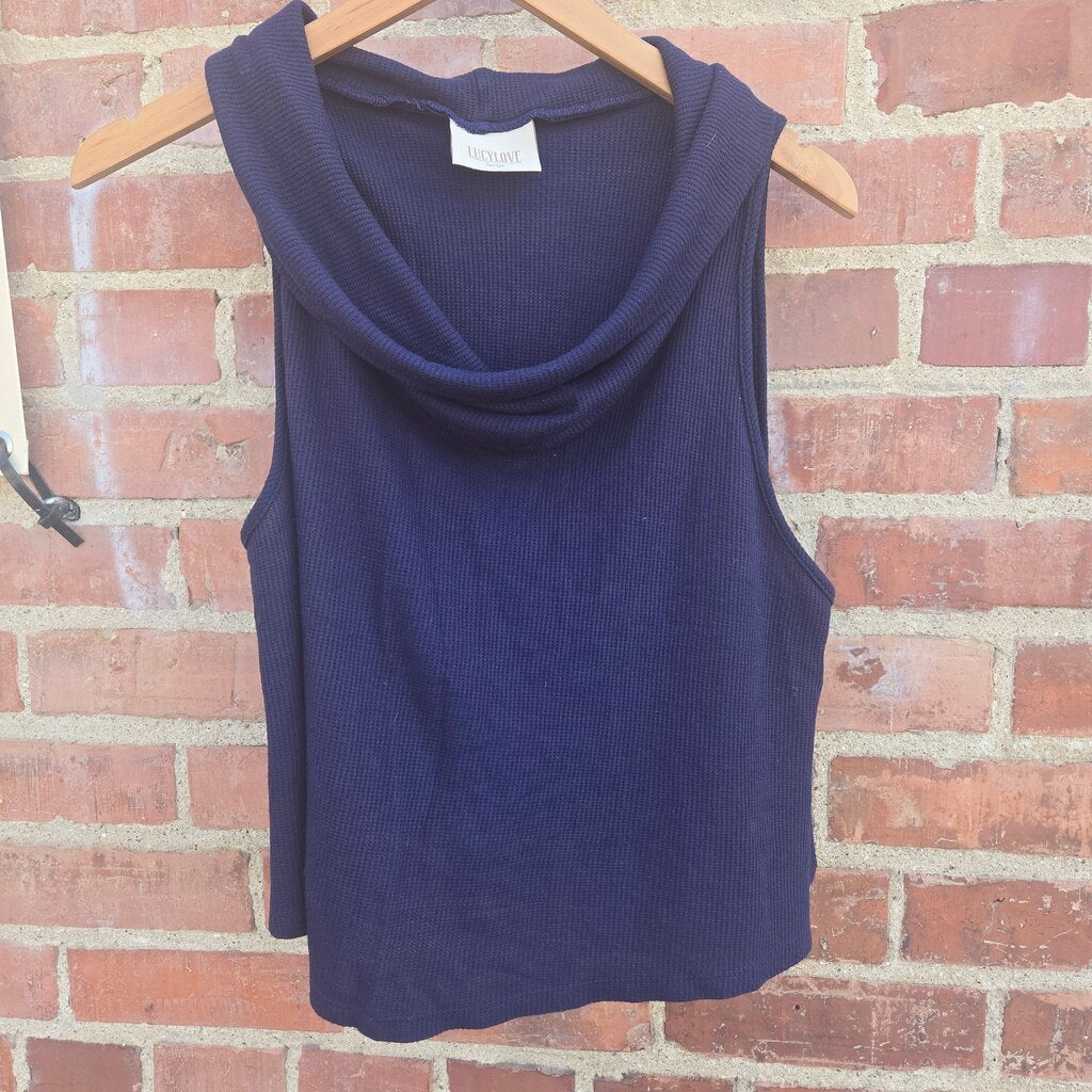 Lucylove Navy Blue Cowl Neck Tank Top