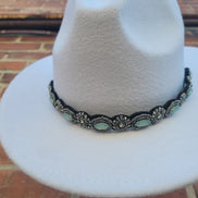 Stylish White Cowboy Hat with Decorative Band