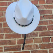 Stylish White Cowboy Hat with Decorative Band