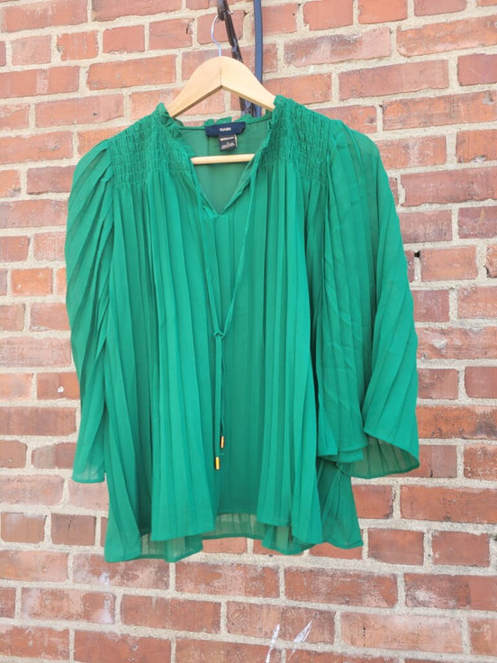 Green Pleated Top by Rain