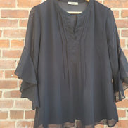 Timeson Women's Black Pleated Top