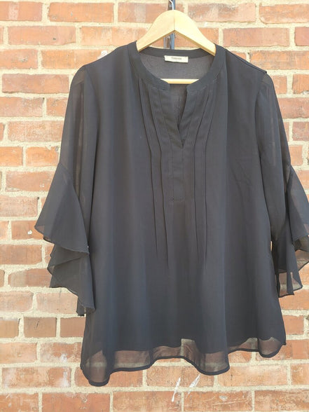 Timeson Women's Black Pleated Top