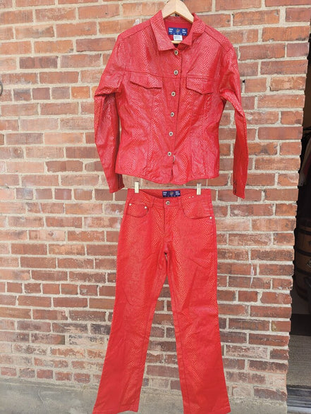 Ankor East Red Denim Jacket and Jeans Set