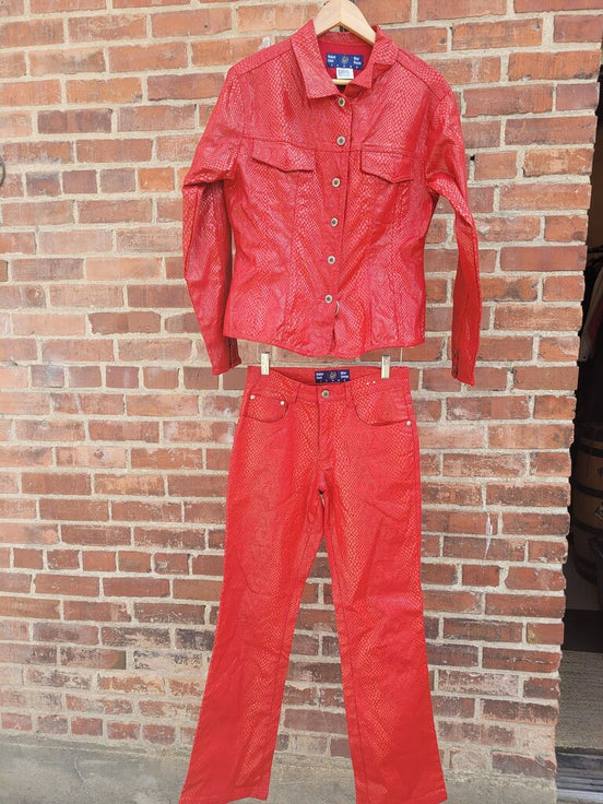 Ankor East Red Denim Jacket and Jeans Set