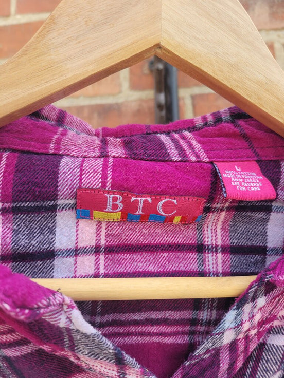 BTC Pink Plaid Flannel Shirt