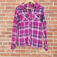 BTC Pink Plaid Flannel Shirt