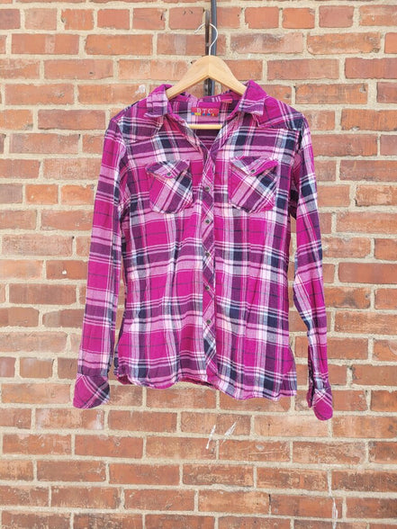 BTC Pink Plaid Flannel Shirt