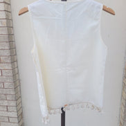 Embroidered Sleeveless Top with Tassels