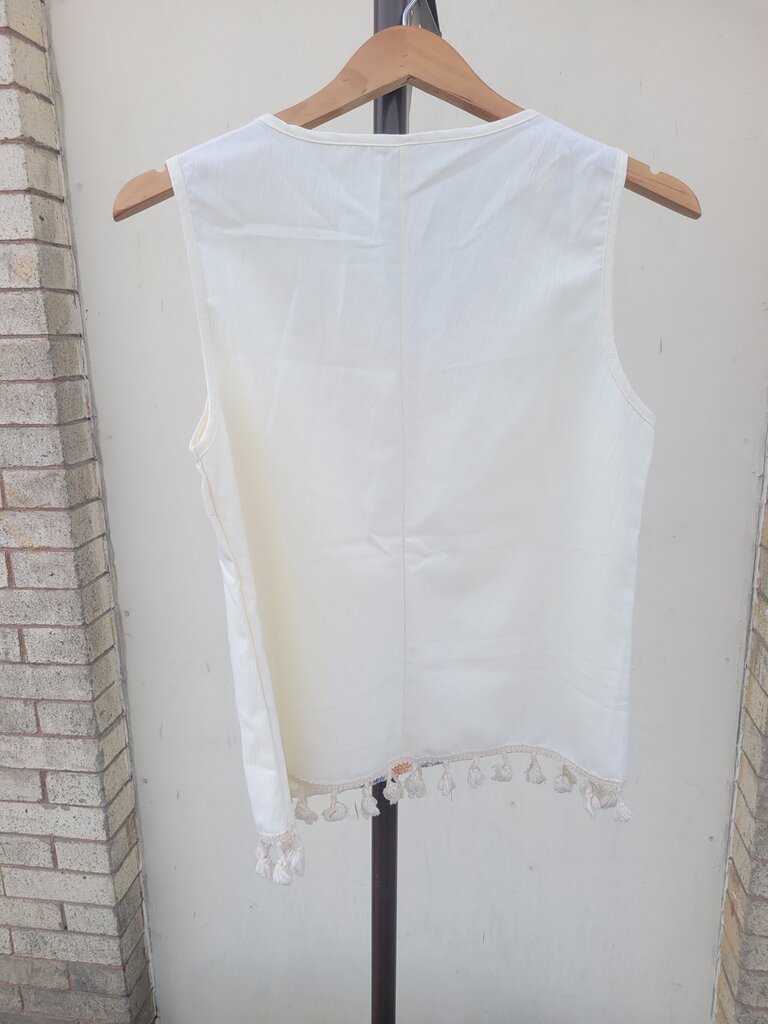 Embroidered Sleeveless Top with Tassels