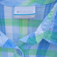 Columbia Green and Blue Plaid Button-Up Shirt