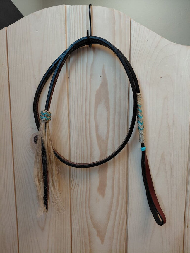Handcrafted Leather Whip with Decorative Handle