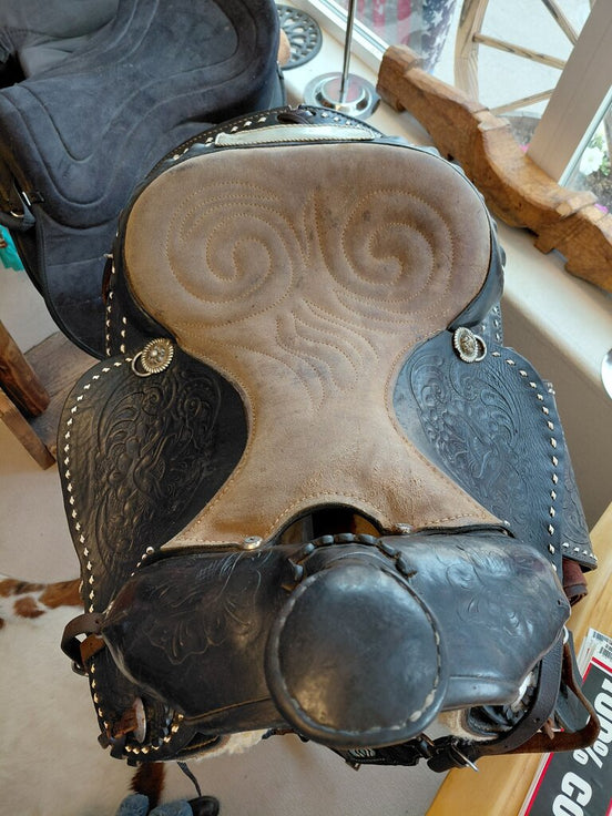 Western Saddle with Decorative Design