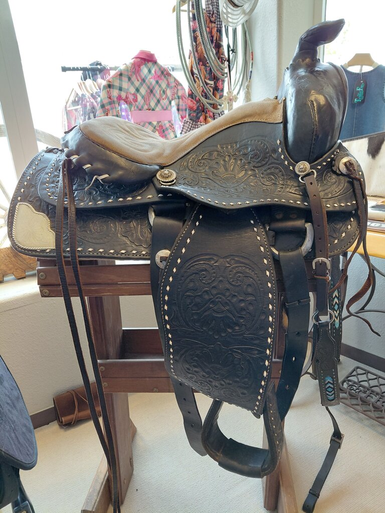Western Saddle with Decorative Design