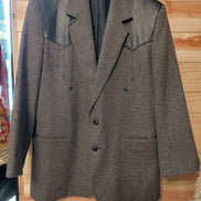 Vintage Western Style Jacket with Leather Shoulders