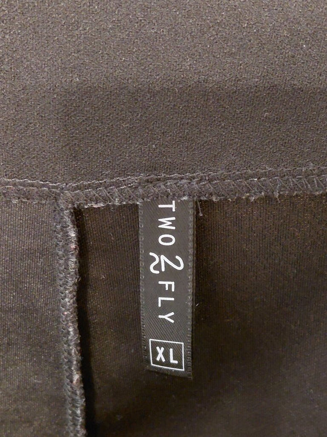 Two 2 Fly Embroidered Black Top