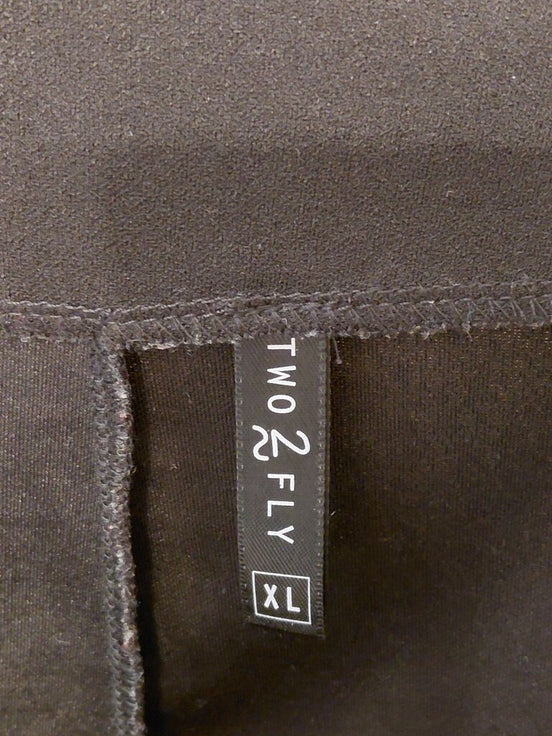 Two 2 Fly Embroidered Black Top