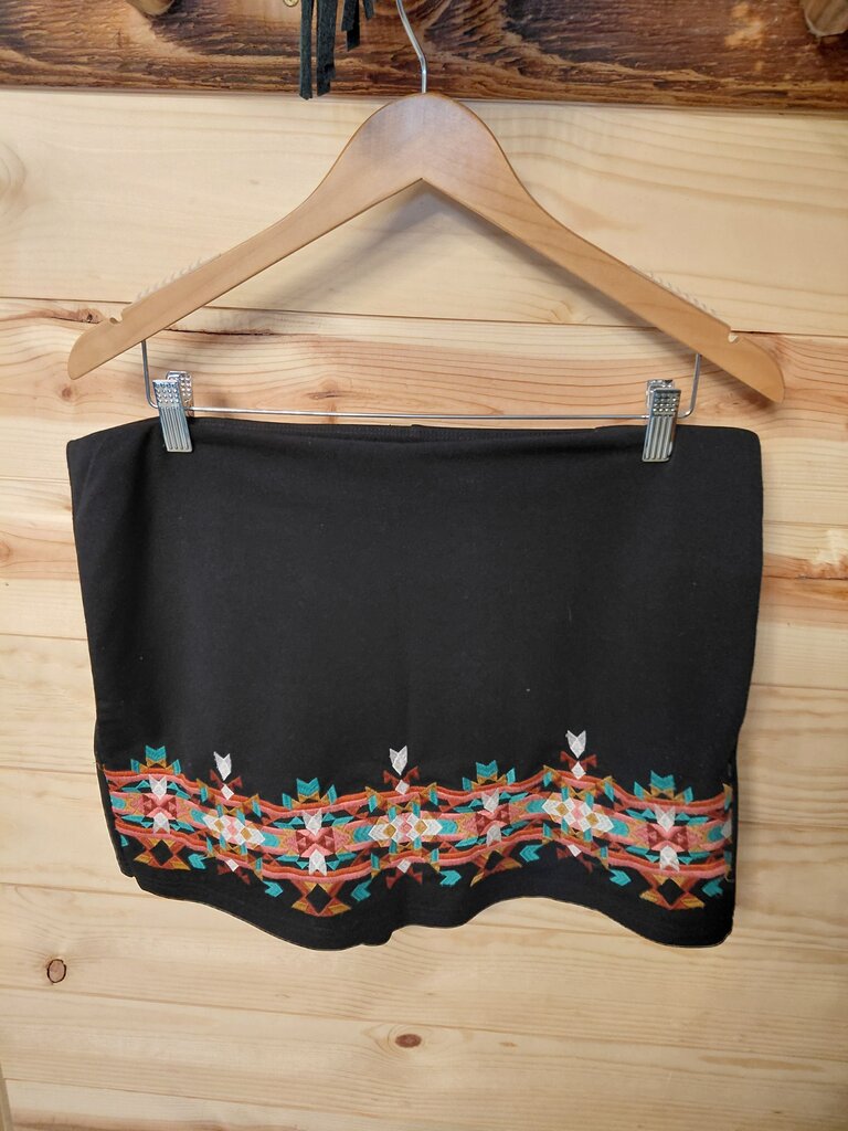 Two 2 Fly Embroidered Black Top