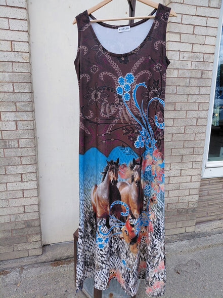 FANTAZIA Horse Print Maxi Dress