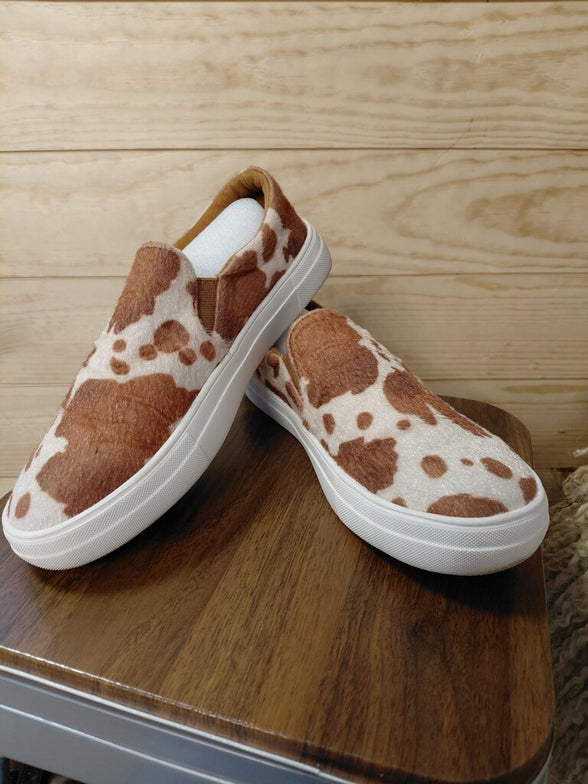 Cow Print Slip-On Shoes