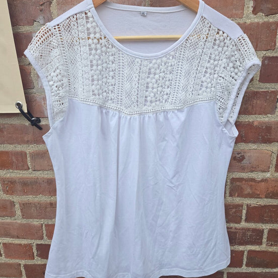 Women's White Crochet-Style Top