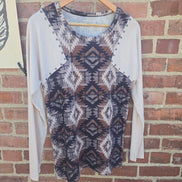 Two Fly Long Sleeve Patterned Top