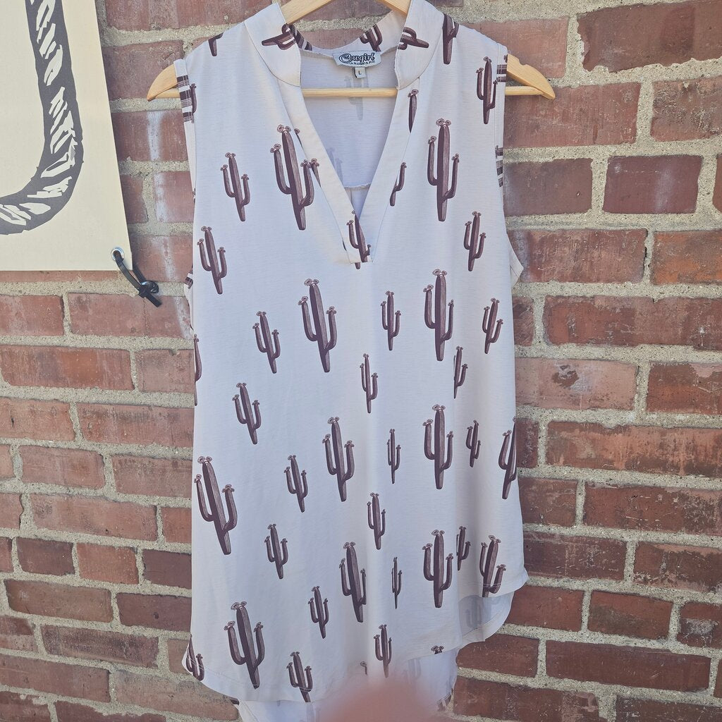 Cowgirl Hardware Sleeveless Cactus Print Top