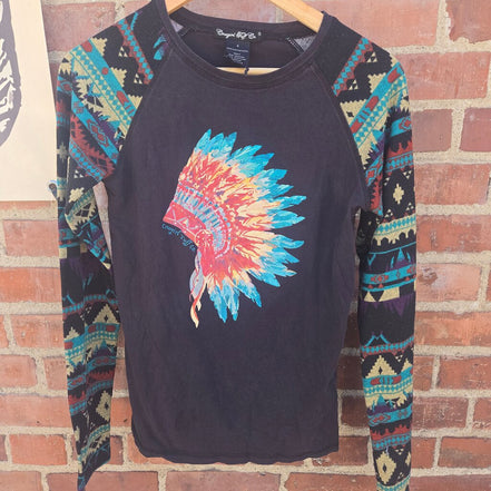 Cowgirl Tuff Co. Long Sleeve Shirt with Native American Print