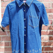 Quacker Factory Denim Style Shirt with Embroidery
