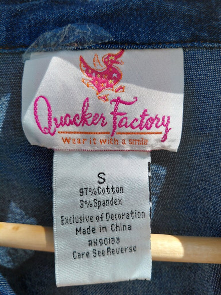 Quacker Factory Denim Style Shirt with Embroidery
