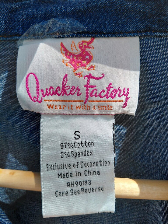 Quacker Factory Denim Style Shirt with Embroidery
