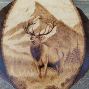 Wooden Elk Mountain Wall Art