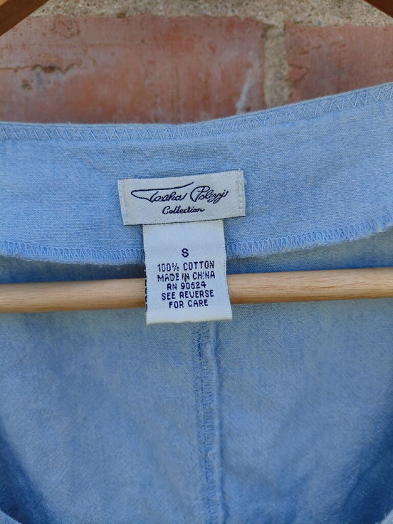 Light Blue Button-Up Tank Top